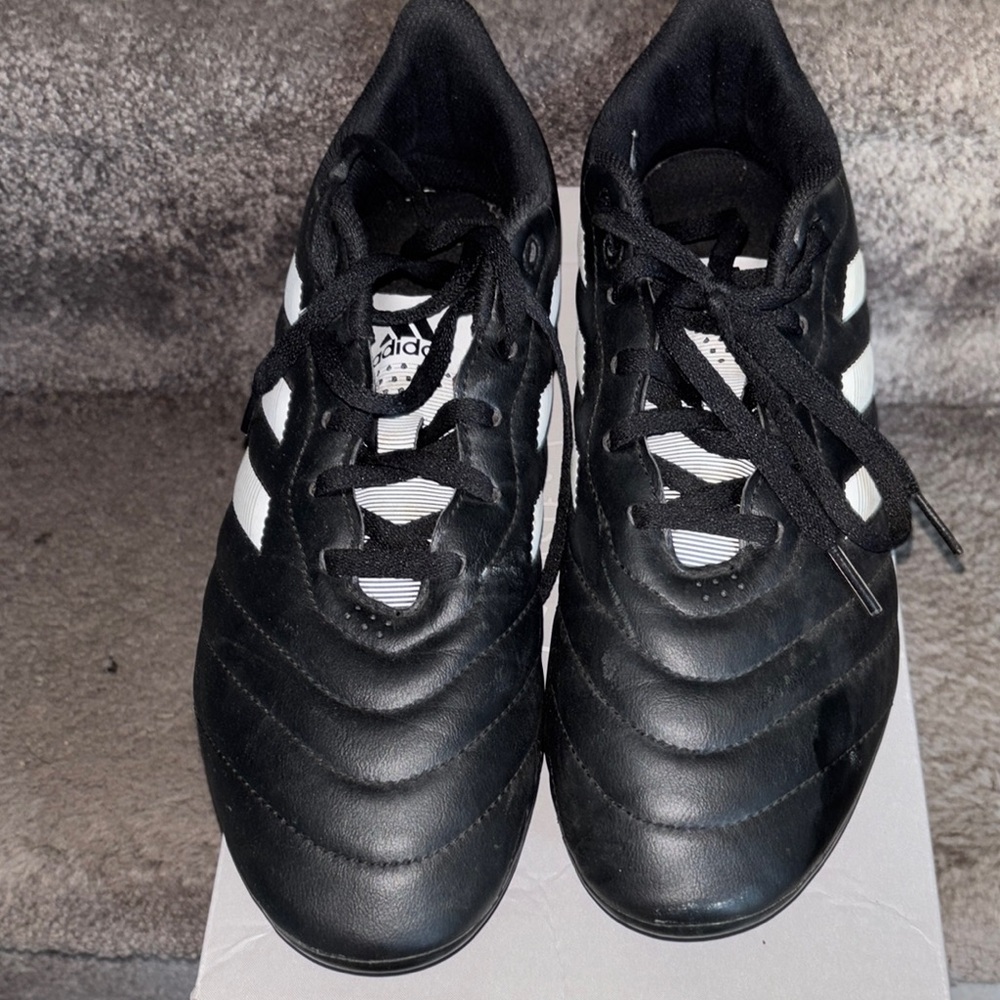 Adidas Black and White Soccer Cleats with Red Studs